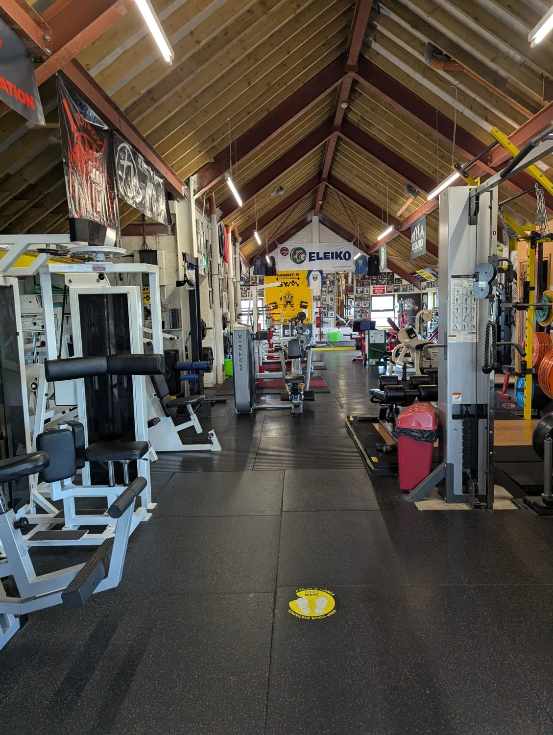 Wide view down Sammy’s gym training floor